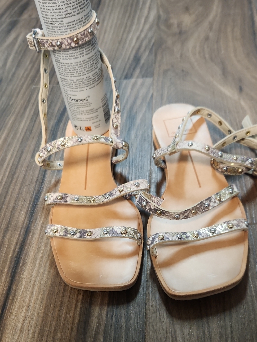Dolce Vita Cream Strappy Crystal-Embellished Flat Sandals